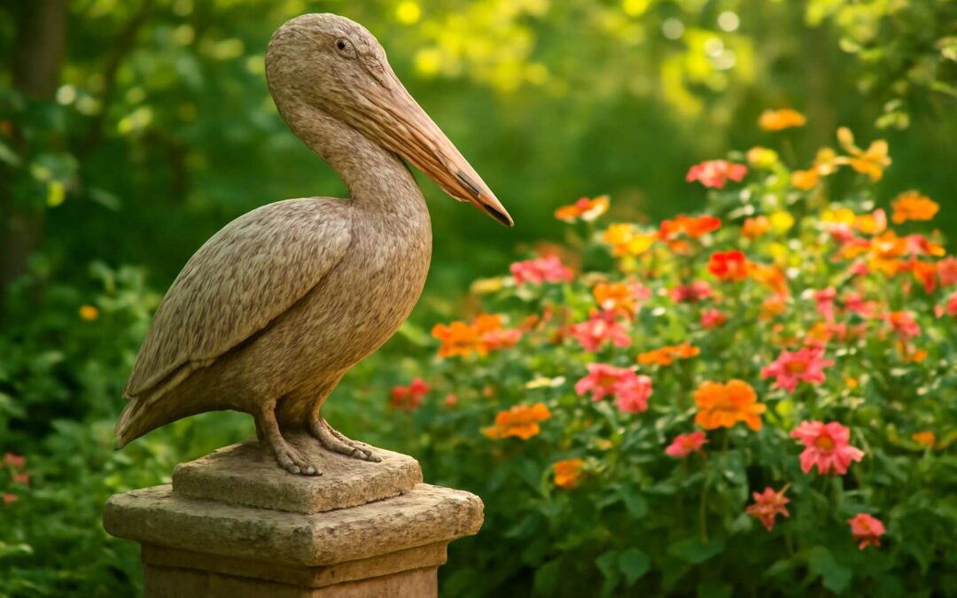 Add charm with a garden ornament pelican – whimsical yard decor